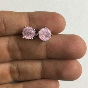 Womens Pink CZ Diamond earrings stud